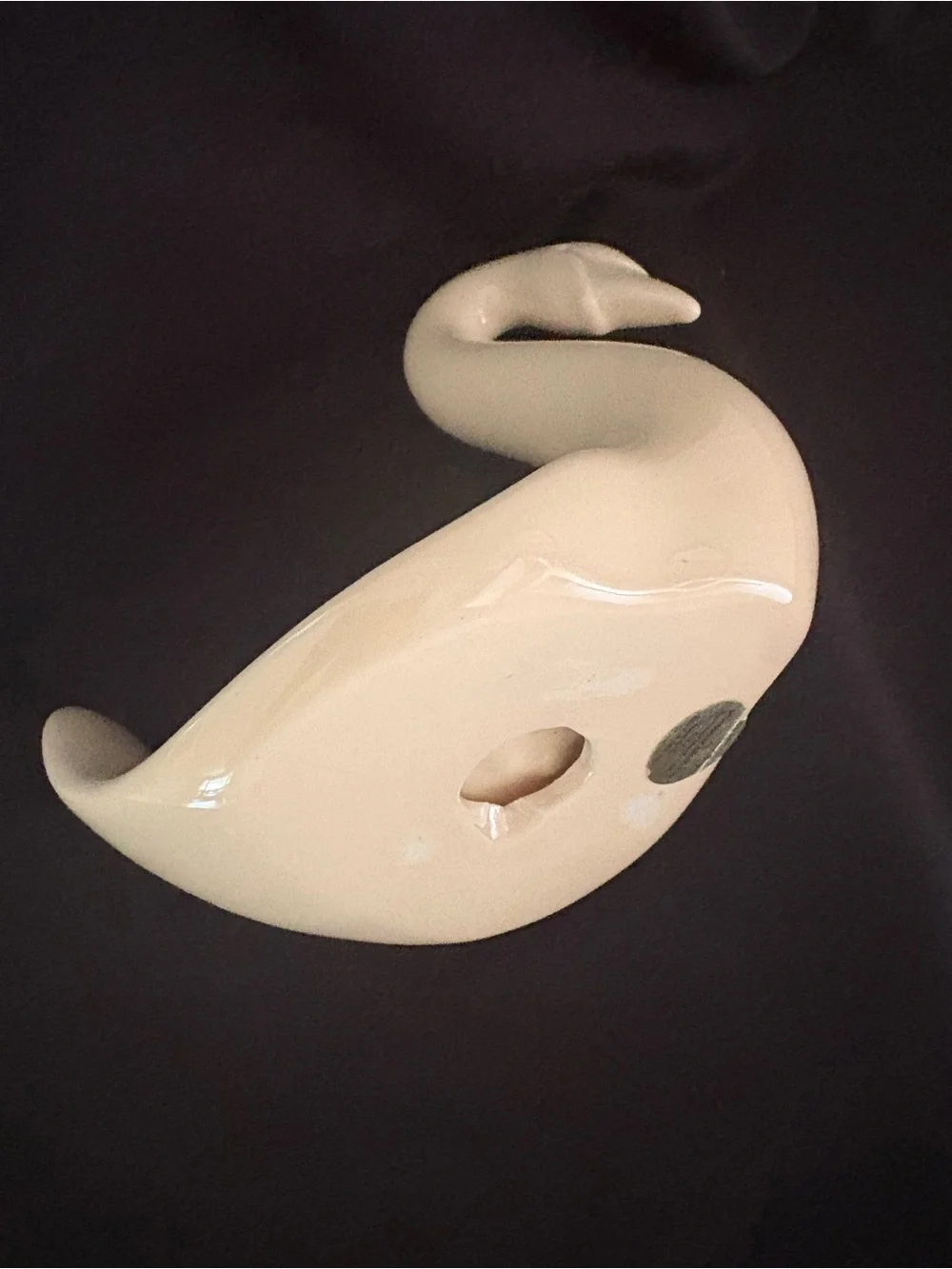 Vintage MCM Ceramic Swan Trinket Dish Cream USA Pottery - Vohann of California